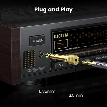 Adattatore Audio Jack 6.35mm Maschio a 3.5mm Femmina Cuffie Stereo Placcato Oro